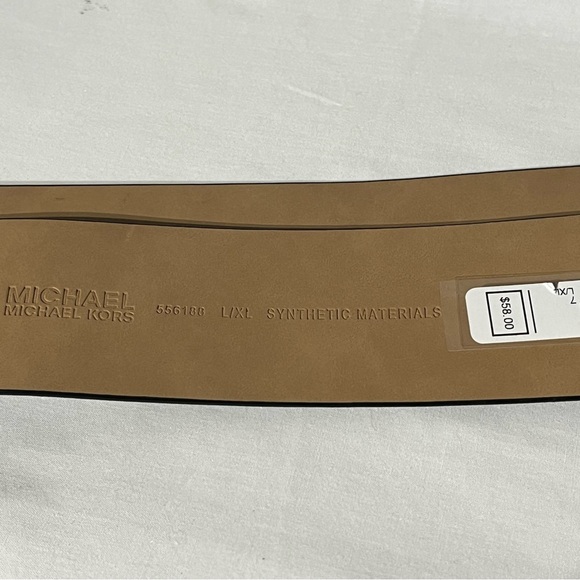MICHAEL KORS Signature Wide Elastic Belt Black Gray Logo Brand main image 4
